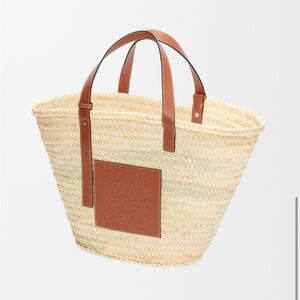Loewe Large Classic Basket in palm leaf and calfskin Brand New! GWP